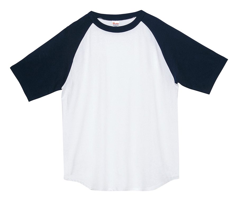 PA ラグランTシャツ 白*ネイビー