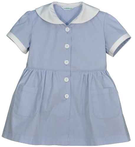 夏服 ワンピース セーラー白衿後シシュウ入 サックス